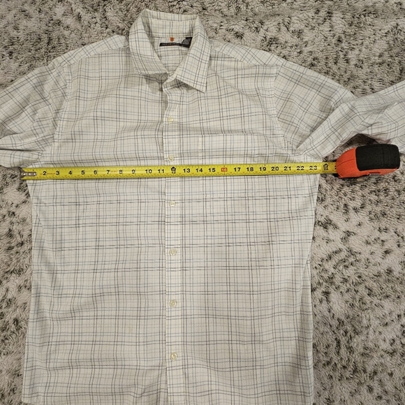 Van Heusen SZ M 15/15.5 Collared Long Sleeve Button Down White Blue Stripe Shirt - Picture 6 of 9